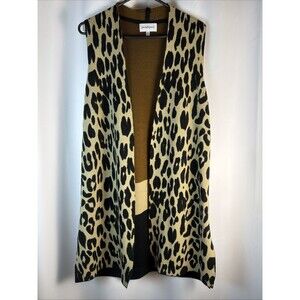 Peck & Peck Cheetah Print Vest Small Animal Print Mock Neck Mob Wife BOHO